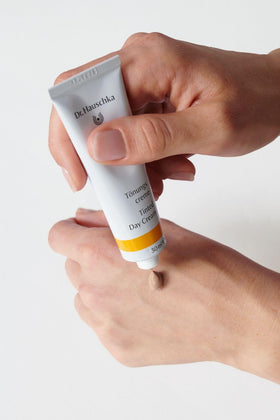 Dr. Hauschka jar and cap detail highlighting quality finish and easy dispensing
