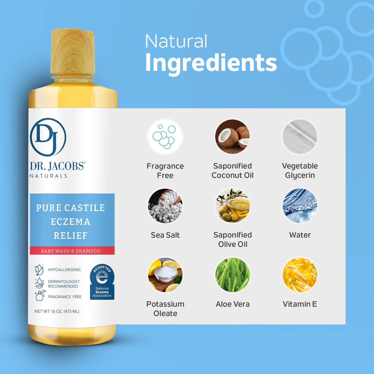 DR.JACOBS NATURALS baby bath in use with parent washing infant benefit soothing sensitive skin