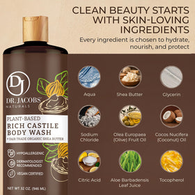 Dr. Jacobs Naturals in-hand shower use demonstrating gentle cleansing benefit