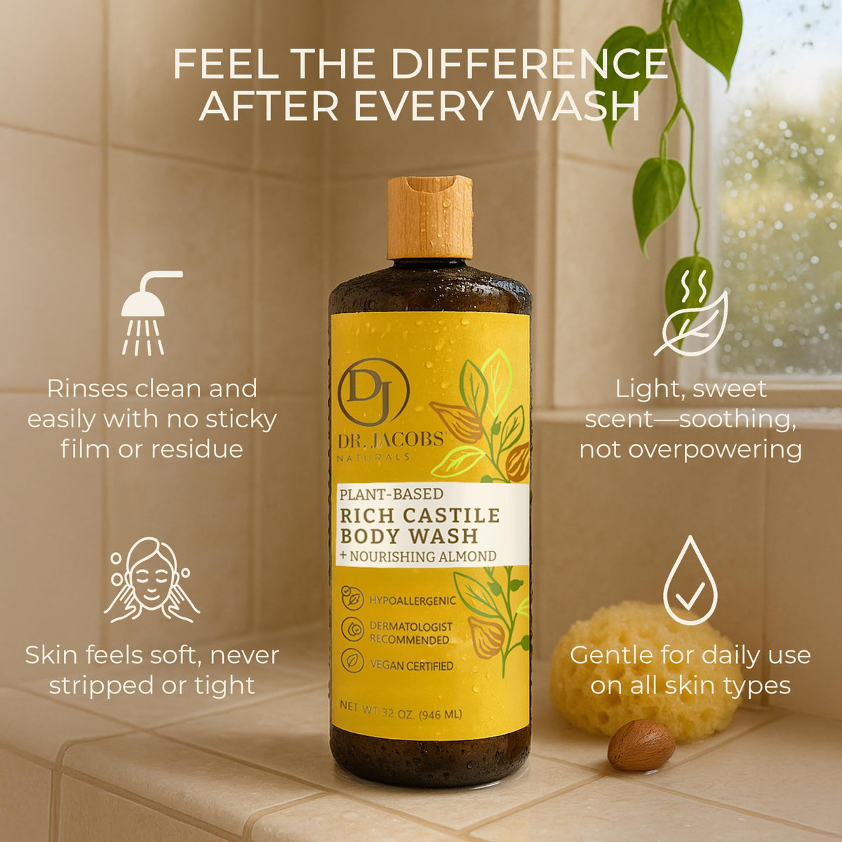 Dr. Jacobs Naturals with coconut and olive oil bottles highlighting plant-based ingredients