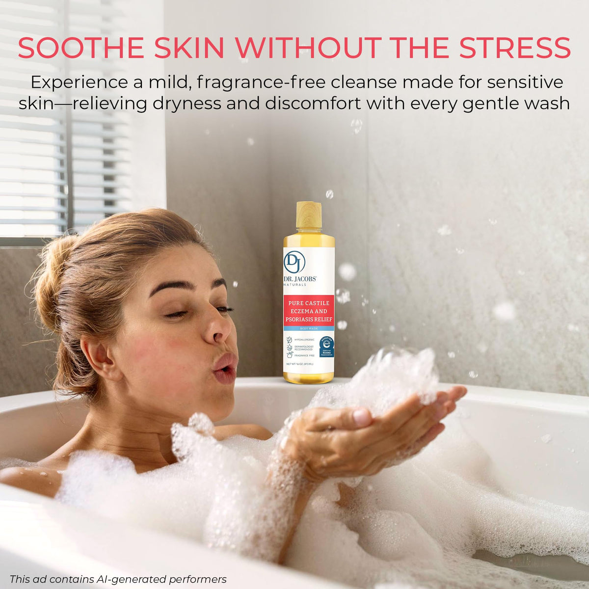 Dr. Jacobs Naturals hand lather demonstration showing effective mild cleansing