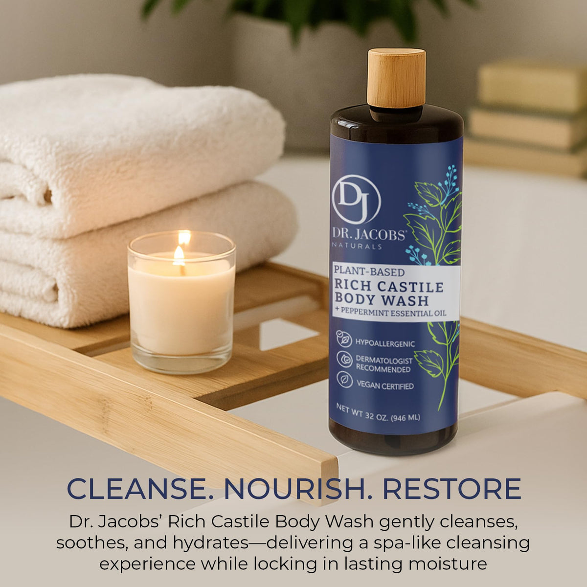 DR.JACOBS NATURALS bottle with natural oils displaying coconut and olive oil sources
