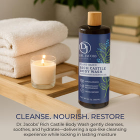 DR.JACOBS NATURALS bottle with natural oils displaying coconut and olive oil sources