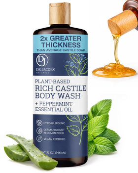 DR.JACOBS NATURALS front packaging showing 32 oz peppermint body wash and benefits