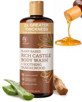 Dr. Jacobs Naturals front packaging showing 32 oz bottle and sandalwood scent benefit