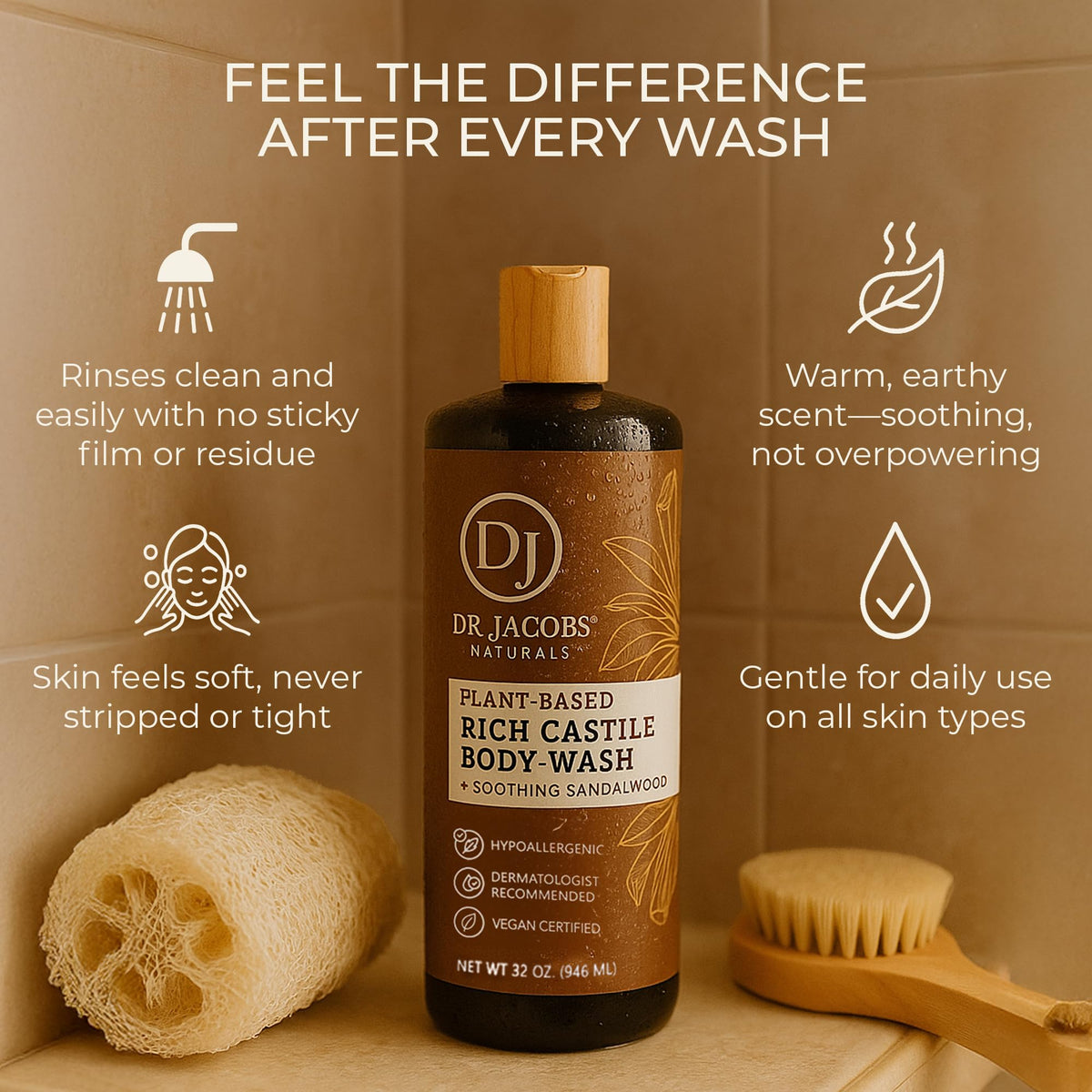 Dr. Jacobs Naturals foam texture close-up demonstrating rich lather and hydration