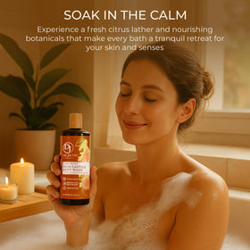 Dr. Jacobs Naturals bottle in shower scene suggesting refreshing citrus benefit