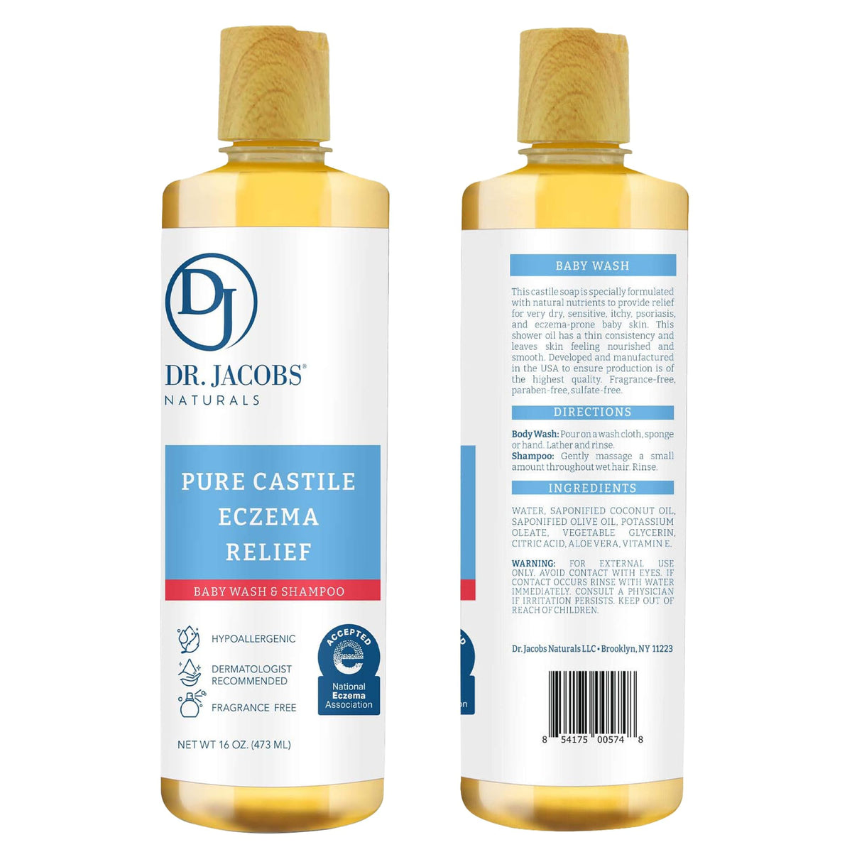 DR.JACOBS NATURALS close-up pour showing clear texture and mild lather benefit non-irritating formula