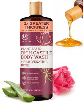 Dr. Jacobs Naturals front packaging showing rose body wash benefits