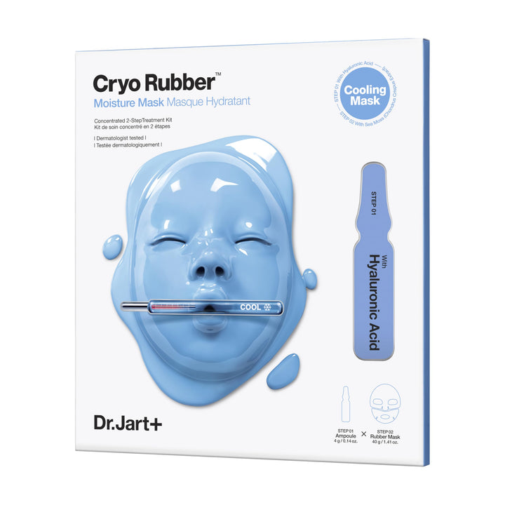 Dr.Jart+ front packaging showing travel-size single pack and clear branding benefits hydration