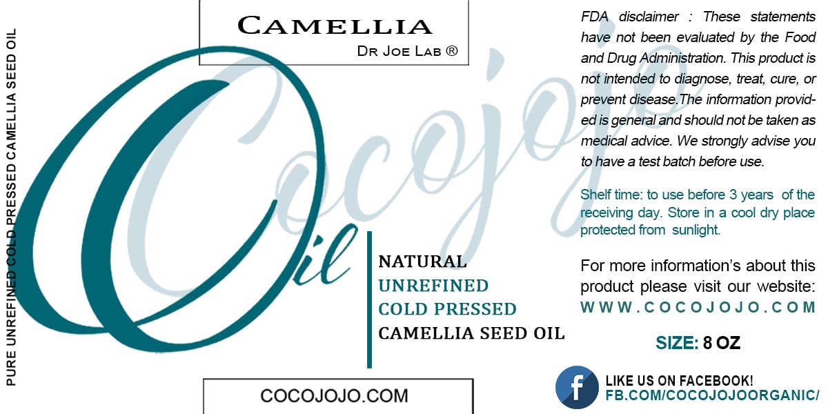 Dr Joe Lab bottle beside camellia seeds showing natural ingredient source