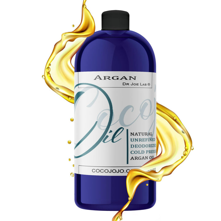 Dr Joe Lab front bottle showing 32 oz deodorized argan oil for multiuse hydration