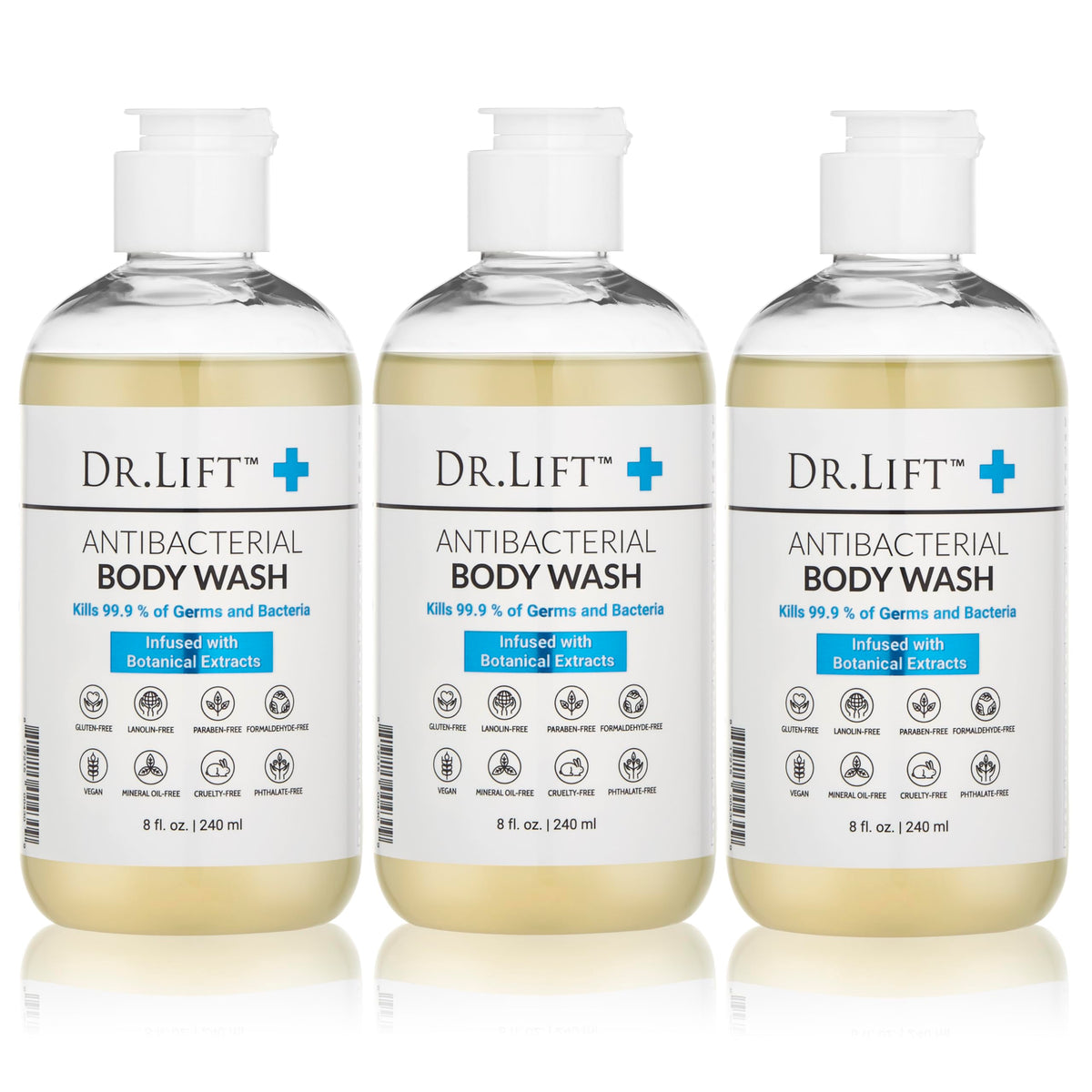 DR. LIFT three-pack front packaging showing label and size, clear product identity and convenience