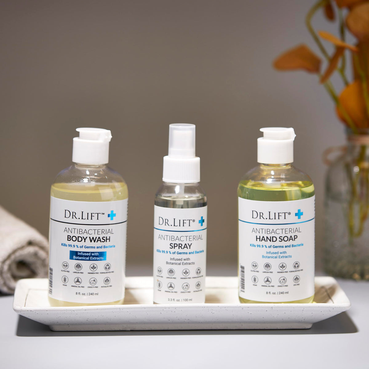 DR. LIFT in-shower use showing gentle lather on skin for clean, hydrating wash