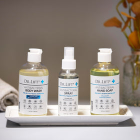 DR. LIFT in-shower use showing gentle lather on skin for clean, hydrating wash