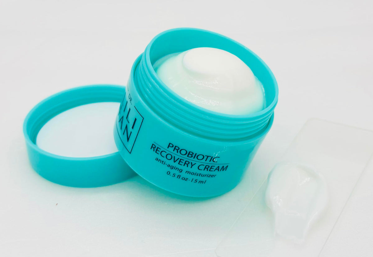 Dr Lili Fan cream in hand demonstrating 0.5 fl oz size and travel-friendly convenience