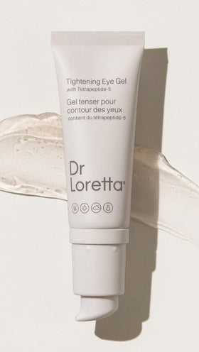 Dr. Loretta gel on bathroom shelf in routine setting showing clean formulation benefit