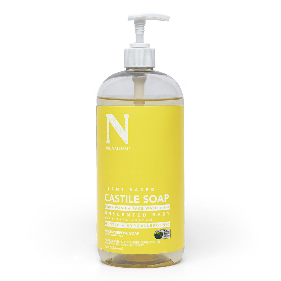 Dr. Natural front label of 32 oz bottle showing product and benefits
