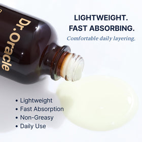 DR.ORACLE ampoule applied to skin demonstrating quick absorption benefit