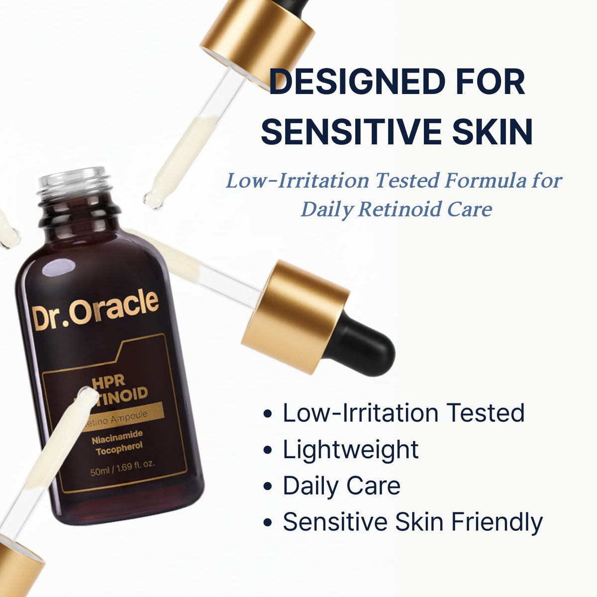 DR.ORACLE close-up of serum texture showing lightweight absorbency benefit