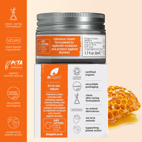 Dr. Organic Manuka honey ingredient jar highlighting natural antioxidants
