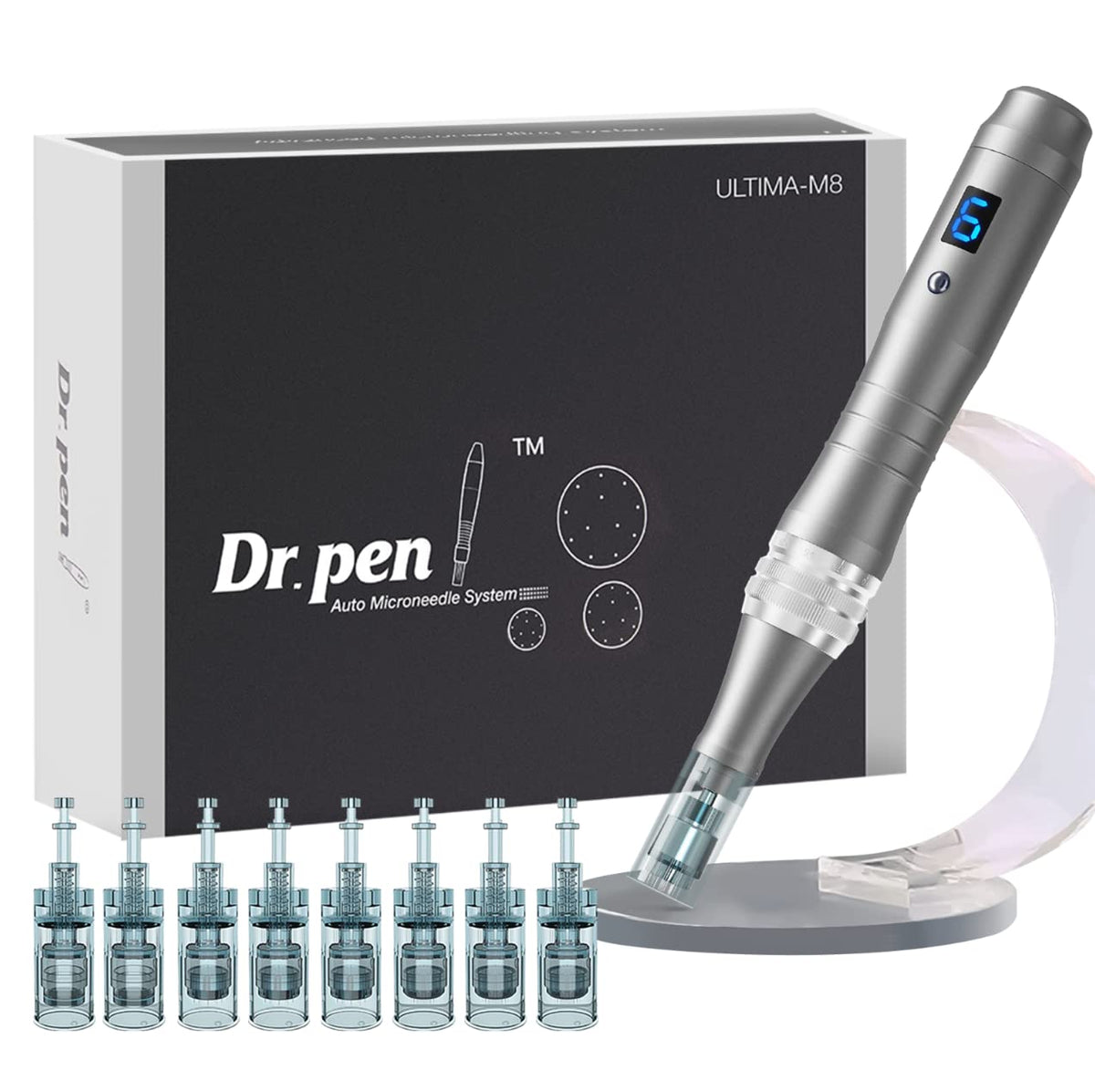 Dr Pen front view showing pen design and ergonomic grip benefit of comfortable control