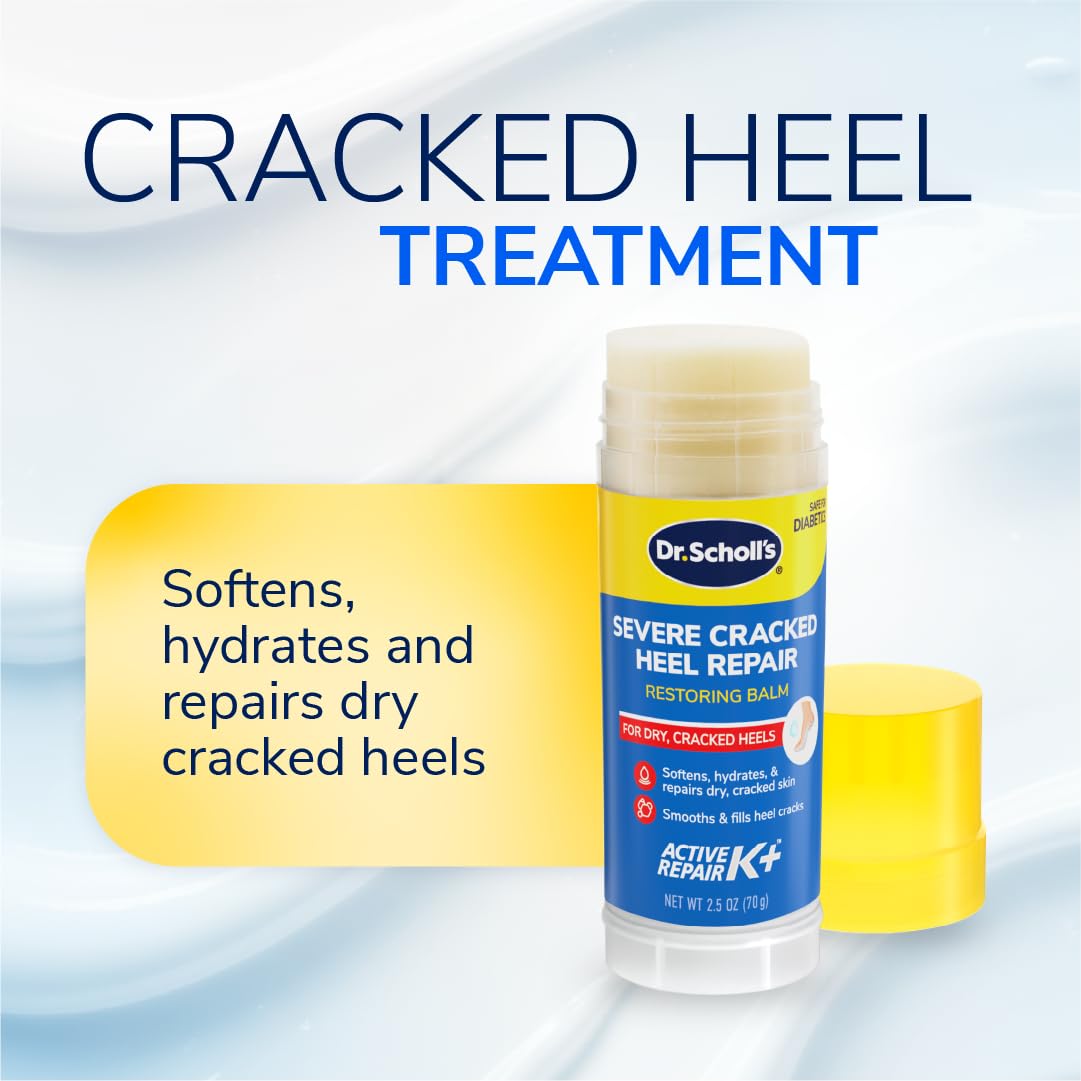 Dr. Scholl's open tube revealing smooth balm texture for easy application and quick absorption