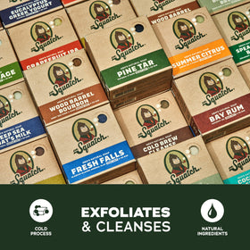 Dr. Squatch bar close-up showing creamy lather and nourishing texture