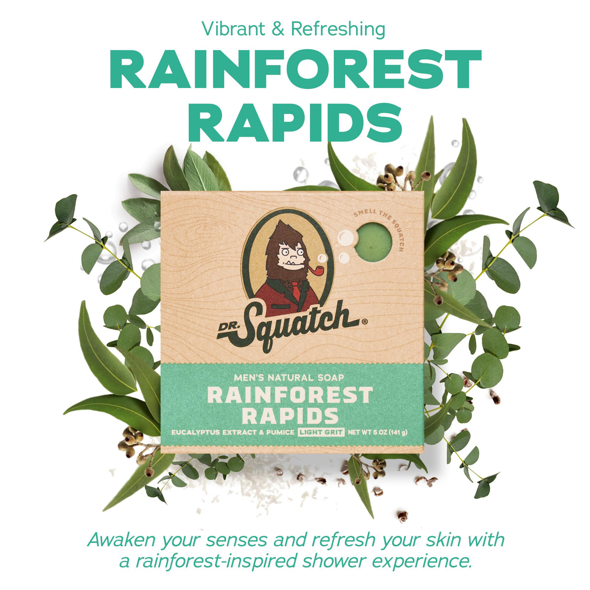 Dr. Squatch bar close-up showing texture and creamy lather for nourishing cleanse