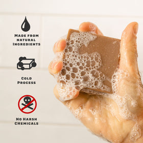 Dr. Squatch lather in hand demonstrating rich suds for efficient cleansing