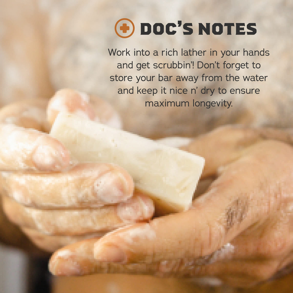 Dr. Squatch Birchwood Breeze soap held in hand to show true bar size