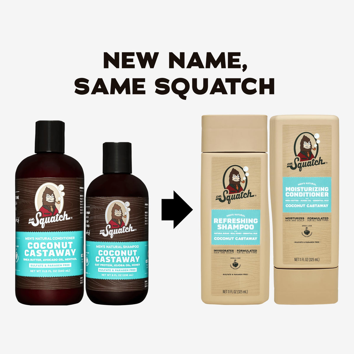 dr. squatch bottles side-by-side highlighting ingredient labels and clarity