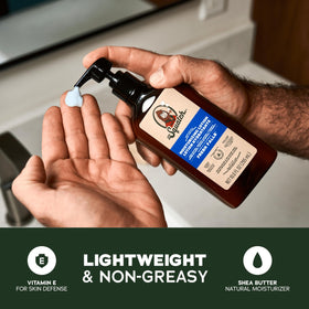 Dr. Squatch close-up of pump and label showing product details and easy dispensing