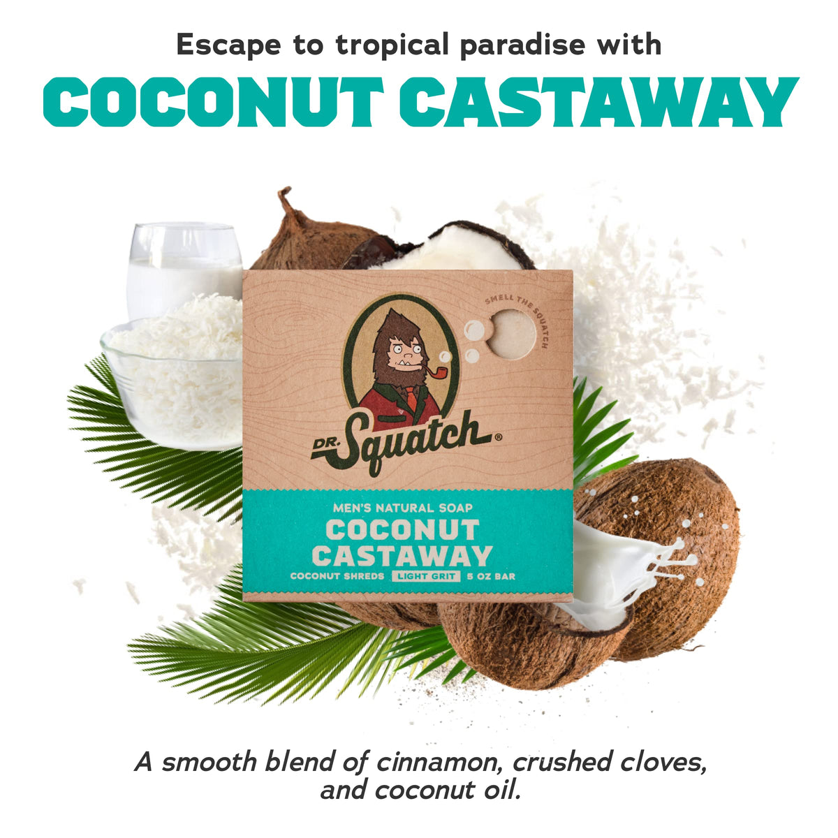 Dr. Squatch Coconut Castaway close-up lather highlighting moisturizing foam
