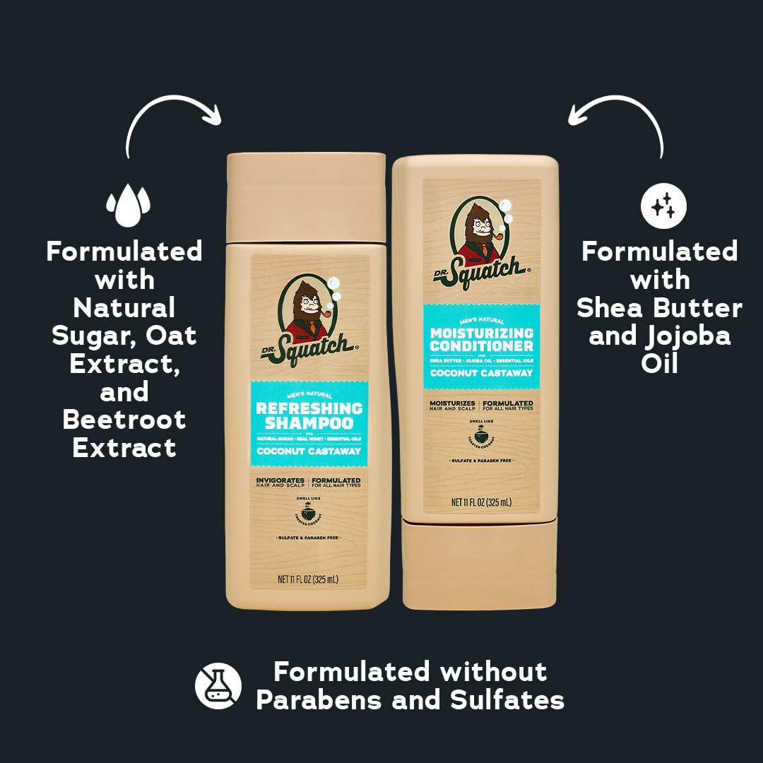 Dr. Squatch conditioner creamy texture in palm, indicates deep moisturization benefit