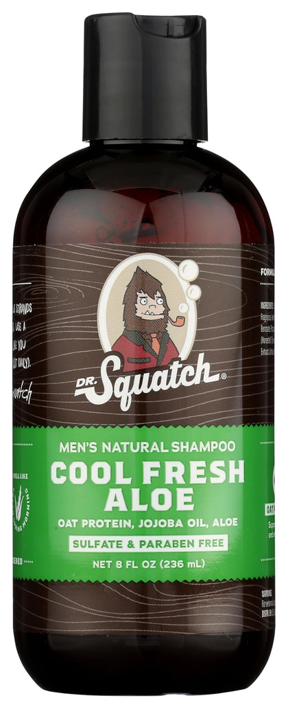 Dr. Squatch bottle front view showing label and refreshing aloe scent benefits
