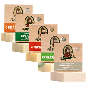 Dr. Squatch five-pack front packaging showing scent variety and gift-ready design