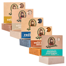 Dr. Squatch five-pack front packaging showing variety and gift-ready appeal