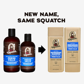 Dr. Squatch label close-up highlighting natural ingredients and scent benefits
