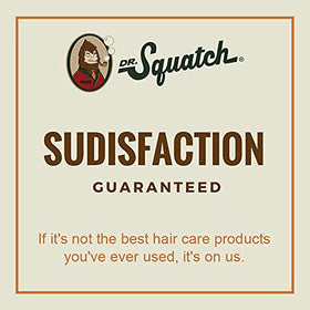 Dr. Squatch shampoo being applied in shower illustrating refreshing clean and manageability