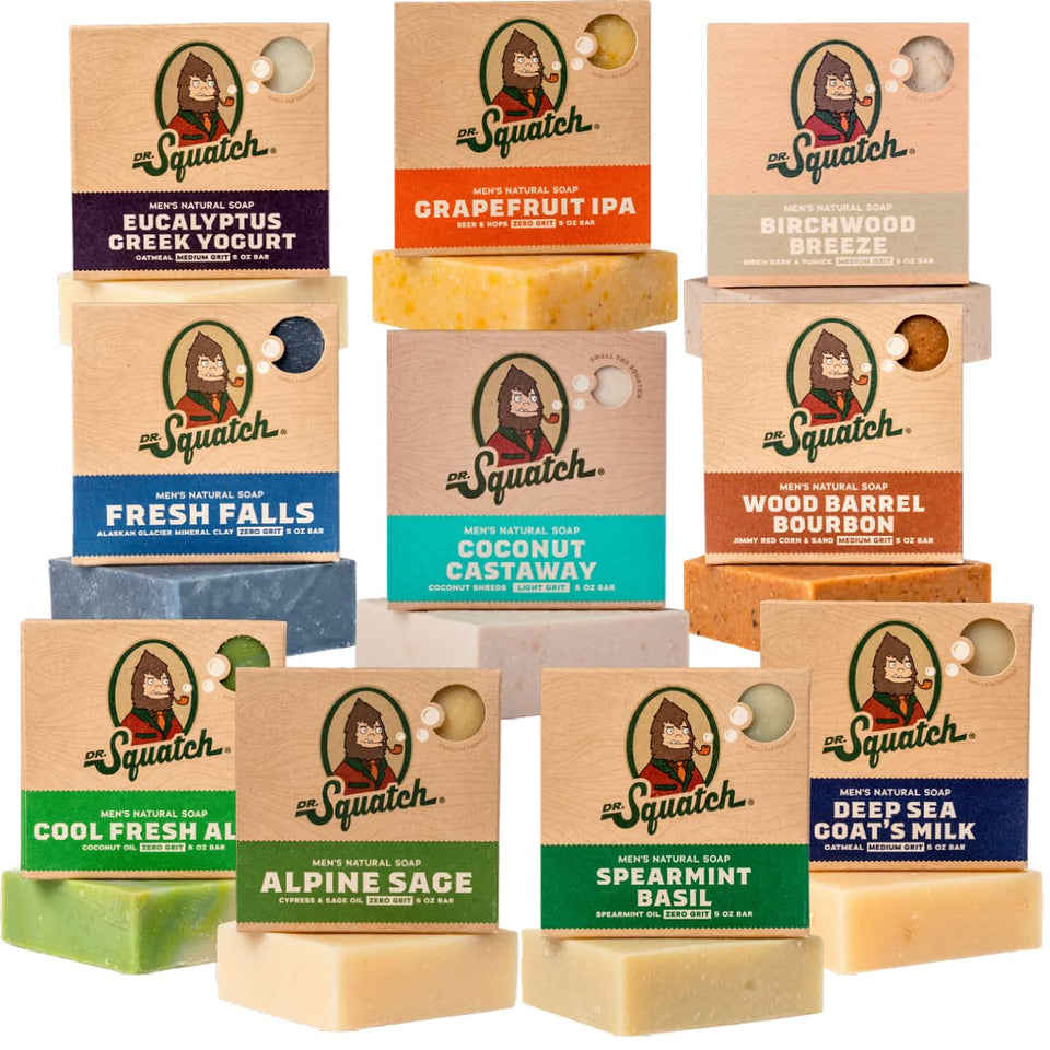 dr. squatch front packaging 10-pack shows assortment and gifting appeal