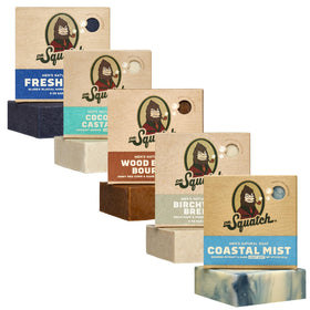 Dr. Squatch five-pack front packaging showing all five scents and gift-ready presentation for convenience