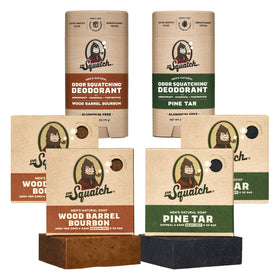 dr. squatch front packaging showing soap and deodorant in bundle for convenient gifting