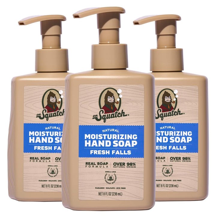 Dr. Squatch front packaging showing three bottles and clear labeling for easy selection