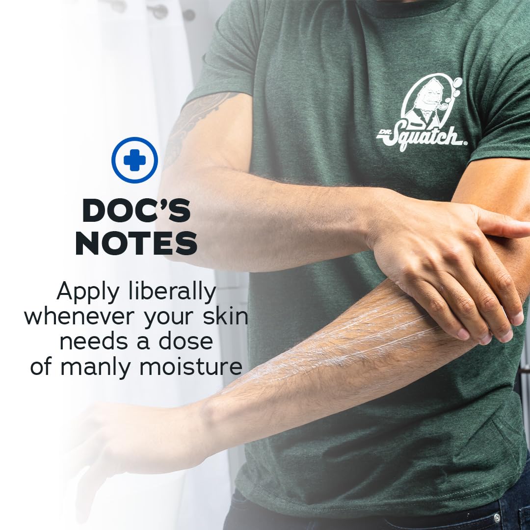 Dr. Squatch hand applying lotion demonstrating fast absorption and smoother skin benefit
