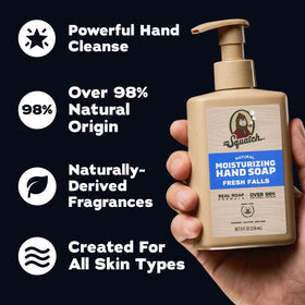 Dr. Squatch in-hand use at kitchen sink showing grease removal and hydration benefit