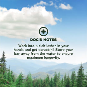 Dr. Squatch I'll be Bricc soap on shower ledge illustrating travel and daily-use benefit