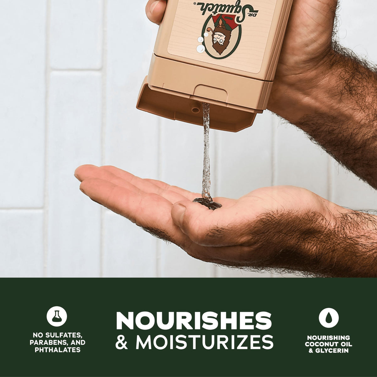 Dr. Squatch rich lather texture close-up demonstrating moisturizing foam