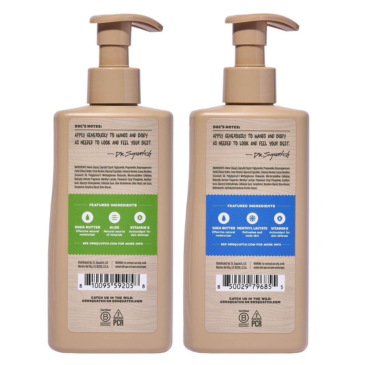 Dr. Squatch bottle in outdoor scene conveying fresh scent and active lifestyle benefit