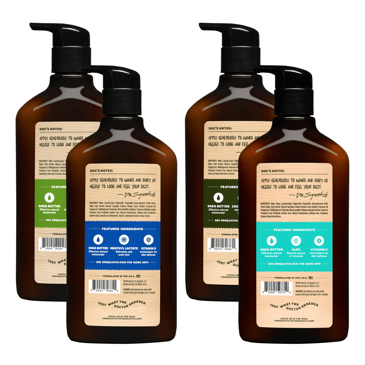 Dr. Squatch bottle next to hand to show 10 fl oz size and travel-friendly capacity